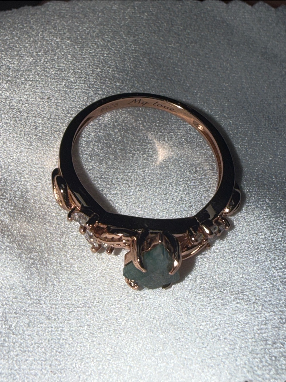 LELOUCHY Engagement Ring Moss Agate Stone - Picture 2 of 4